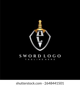 DL letter luxury monogram for shield and sword style image