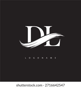 Logotipo del monograma de la letra del DL con la carrera del cepillo para la identidad moderna de la marca