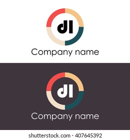 DL letters business logo icon design template. Vector with four colors circle