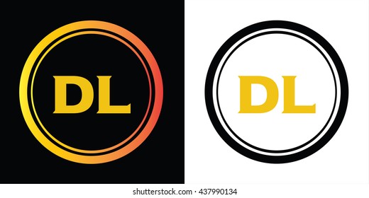 DL letters icon design template elements in abstract background logo, design identity in circle, alphabet letter