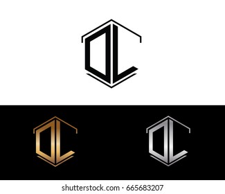 DL letters linked with hexagon shape logo



