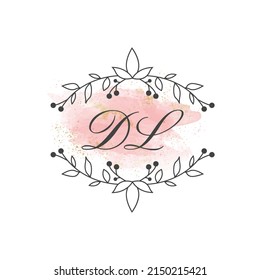 DL letters signature logo, Handwritten logo, DL, DL lettering, Letters DL, D and L logo with flower mandala, Brushstroke, floral and botanical logo, D and L alphabet