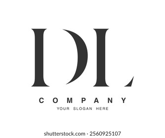 DL logo design. Initial letter d and l serif font style. Creative classic company name typography. Trendy logotype or identity. Vector illustration.