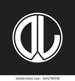 DL Logo monogram circle with piece ribbon style on black background