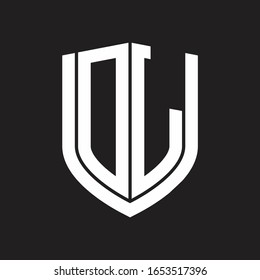 DL Logo monogram with emblem shield design isolated on black background