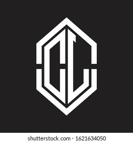 DL Logo monogram with hexagon shape and outline slice style with black and white