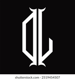 Escudo del hexágono del monograma del logotipo de DL con la Plantilla del diseño de la forma del cuerno