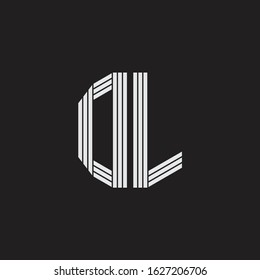 DL Logo monogram with outline style linked isolated on black background