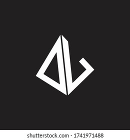 Monograma de logotipo DL con plantilla de diseño de cinta de forma triangular destacable