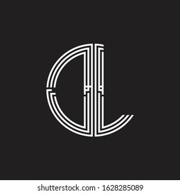 DL Logo monogram triple ribbon style line design template isolated on black background
