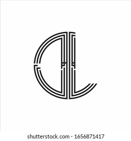 DL Logo monogram triple ribbon style line design template isolated on white background