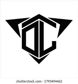 DL Logo monogram with wings arrow around design template on white background