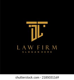 DL monogram initial logo for lawfirm with pillar design