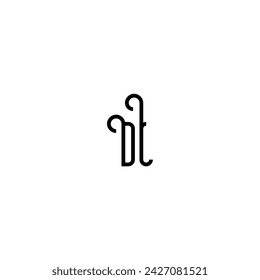 DL Einfaches gebogenes Konzept Initiales Logo Design Schwarz-Weiß Hintergrund