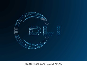 DLI Low-Poly-Buchstaben-Logo, Vektordesign. DLI Low-Poly-Logo-Design. 