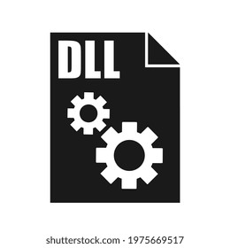 DLL Black File Vector Icon, Flat Design Style