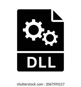 DLL or Dynamic Link Library file format type flat vector icon for apps and websites