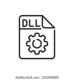 DLL file color line icon. Format and extension of documents.