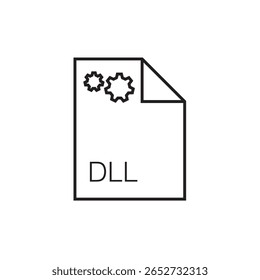 dll ícone de extensão de arquivo outline traço editável eps 