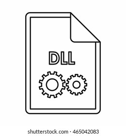 DLL file extension icon icon in outline style isolated on white background