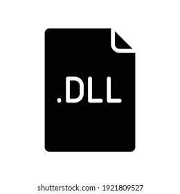 Icono de glifo de formato de archivo DLL. Signo de estilo lineal para concepto móvil y diseño web. Sencillo símbolo sólido. Ilustración vectorial aislada en fondo blanco. EPS 10.