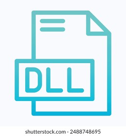 DLL File Format Vector Icon, Isolated Lineal Gradient Vector Icon.