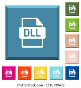 DLL file format white icons on edged square buttons in various trendy colors