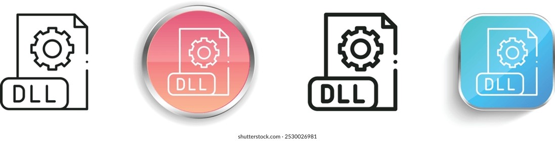 dll icon. Thin Linear, Regular and Button Style Design Isolated On White Background