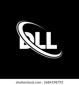 Logotipo de DLL. Letra DLL. Diseño de logotipo de letra DLL. Logotipo de las iniciales de DLL vinculado con el círculo y el logotipo del monograma en mayúsculas. Tipografía DLL para tecnología, negocio y marca inmobiliaria.
