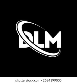Logotipo de DLM. Carta DLM. Diseño del logotipo de la letra DLM. Logotipo de DLM enlazado con el círculo y el logotipo del monograma en mayúsculas. Tipografía DLM para tecnología, negocio y marca inmobiliaria.