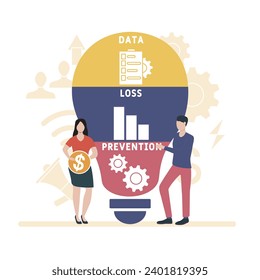 DLP - Data loss prevention acronym. business concept background. vector illustration concept with keywords and icons. lettering illustration with icon