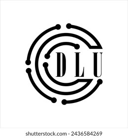 Diseño de letra DLU. Diseño del logotipo de la tecnología de la letra DLU sobre fondo blanco. Diseño de logotipo de DLU Monogram para emprendedores y empresas