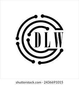 Diseño de letra DLW. Diseño del logotipo de la tecnología de la letra DLW sobre fondo blanco. Diseño de logo DLW Monogram para emprendedores y empresas