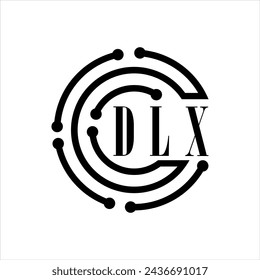 Diseño de letra DLX. Diseño del logotipo de la tecnología de la letra DLX sobre fondo blanco. Diseño de logotipo de DLX Monogram para emprendedores y empresas