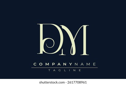 DM abstract Logo. Elegantly Designed Minimalist Monogram Logo with Stylish Lettering. Sophisticated and sleek minimalist monogram showcasing unique lettering design.