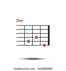 Dm, Basic Guitar Chord Chart Icon Vector Template