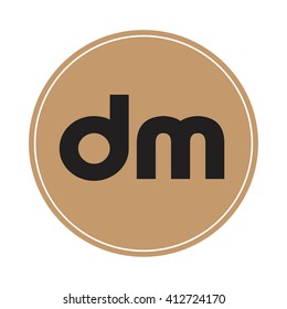 dm brown letters ,abstract background logo, design identity in circle, alphabet letter