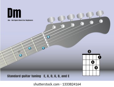 Dm Chord - D Minor Open Chord for Beginners,vector.