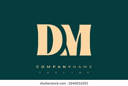 DM Creative Abstract Typography Logo Design. Elegant logo combining bold typography and creative shapes, ideal for branding and identity solutions.