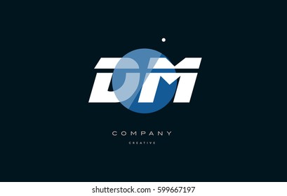 dm d m  blue circle dot big font alphabet company letter logo white design vector icon template 