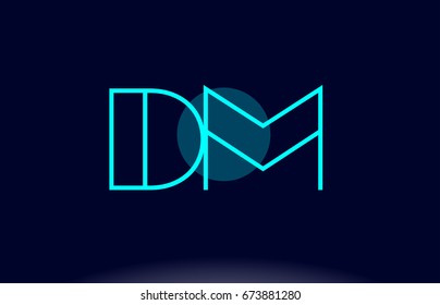dm d m blue line circle letter logo alphabet creative company vector icon design template