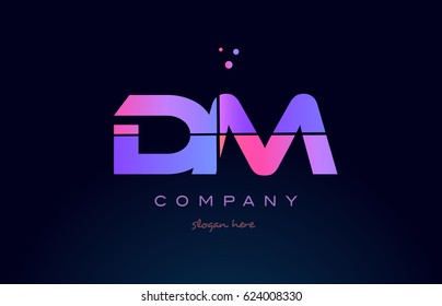 dm d m creative color blue background pink purple blue magenta alphabet letter company logo vector icon design