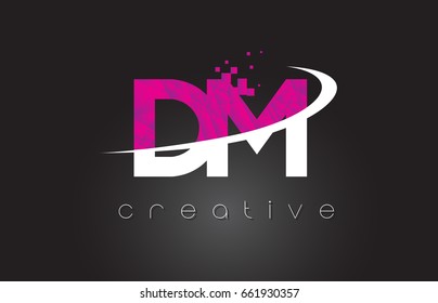 DM D M Creative Letters Design. White Pink Letter Vector Illustration.