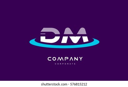 dm d m cyan magenta blue letter combination alphabet vector company logo icon sign design template 