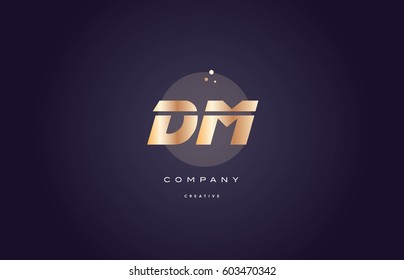 dm d m  gold yellow golden metal metallic bold luxury product modern creative gradient alphabet company logo design vector icon template