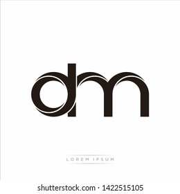 dm d m Initial Letter Split Lowercase Modern Monogram linked outline rounded logo