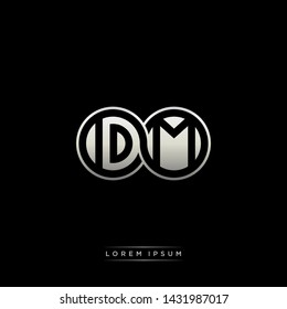 DM D M initial letter linked circle capital monogram logo modern template silver color edition