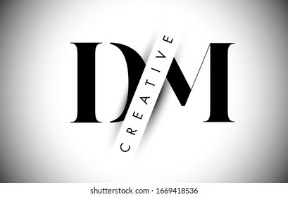 DM D M Letter Logo with Creative Shadow Cut and Overlayered Text Vector Illustration Design.