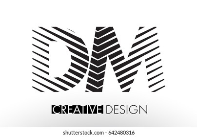 DM D M Lines Letter Design with Creative Elegant Zebra Vector Illustration.
