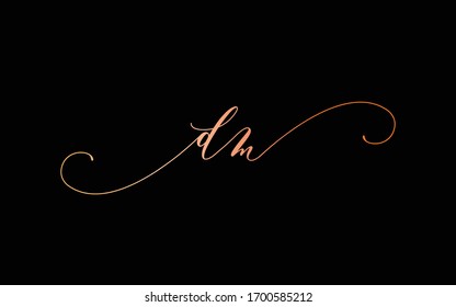 Dm Or D, M Lowercase Cursive Letter Initial Logo Design, Vector Template